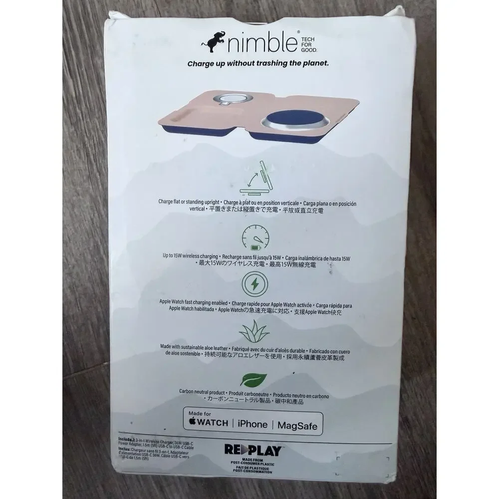 Nimble Fold 3-in-1 Wireless Travel Charging Station For Iphone /Blue